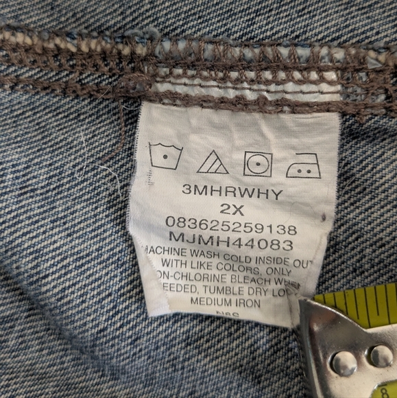 Vintage Wrangler Hero Trucker Jacket Men XXL 2XL Denim Blue Jean Biker Retro Y2K - Picture 7 of 7